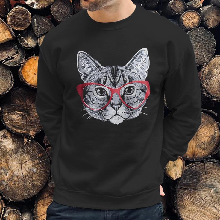 Red Glasses Cat Funny Belcher Kitty Cute Humor Fun Sweatshirt Gifts for Him