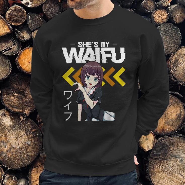 Shes My Waifu Hes My Senpai Anime Manga Couples Romantic Graphic Design Printed Casual Daily Basic Sweatshirt Gifts for Him