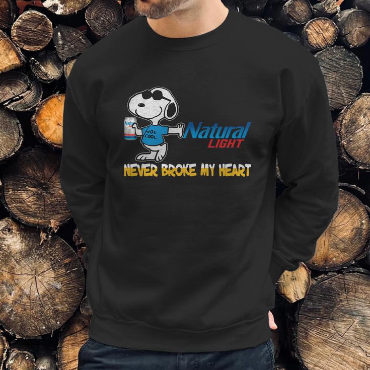 Snoopy Natural Light Never Broke My Heart Sweatshirt Gifts for Him