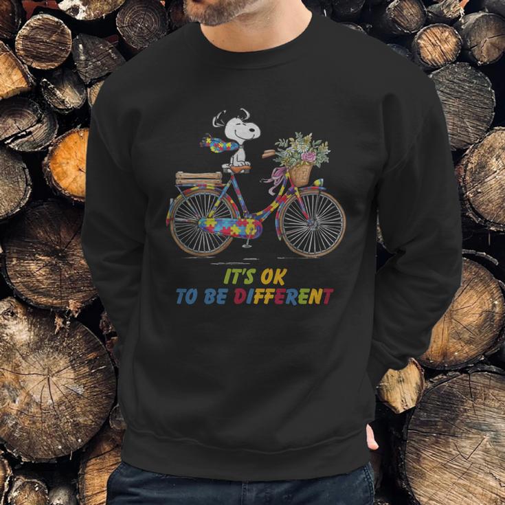 Snoopy Riding Bike It’S Ok To Be Different Autism Shirt Sweatshirt Gifts for Him