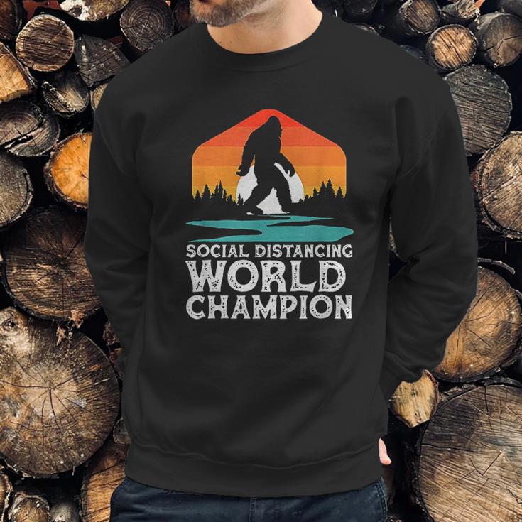 Social Distancing World Champion Funny Bigfoot Sweatshirt Gifts for Him