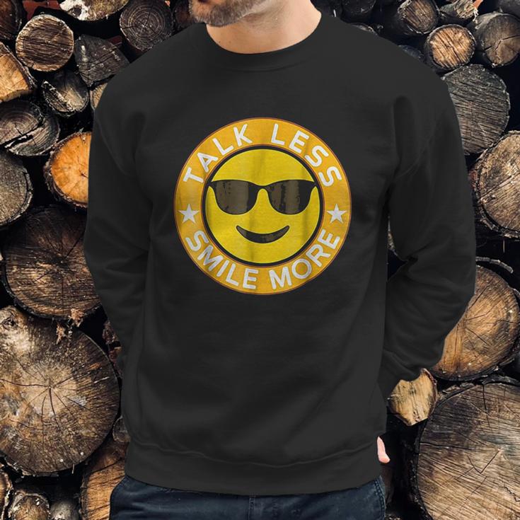 Talk Less Smile More Hamilton Yellow Emoji Smile Sweatshirt Gifts for Him