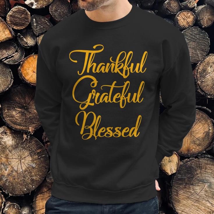 Thankful Grateful Blessed Gold Thanksgiving Logo Sweatshirt Gifts for Him