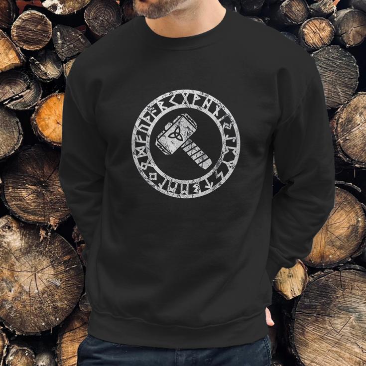 Thors Hammer Runes Circle Celtic Norse Nordic Symbol Sweatshirt Gifts for Him