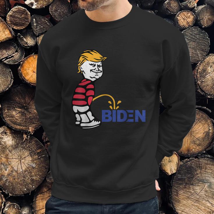 Trump 2021 Peeing Pissing Pee On Biden Anti Biden Sweatshirt Gifts for Him