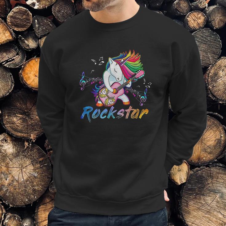 Unicorn Rock Star Guitar Rockin Music Singer Sweatshirt Gifts for Him