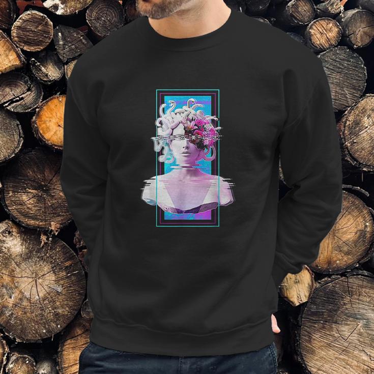 Vaporwave Medusa Statue Aesthetic Art Glitch Japanese Otaku Sweatshirt Gifts for Him