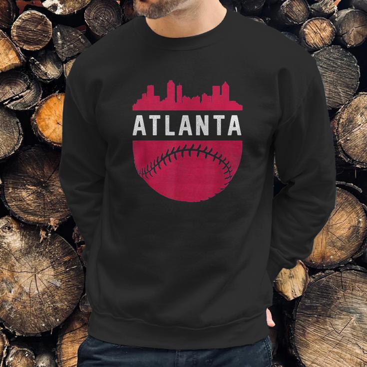 Vintage Downtown Atlanta Georgia Skyline Baseball Sweatshirt Gifts for Him