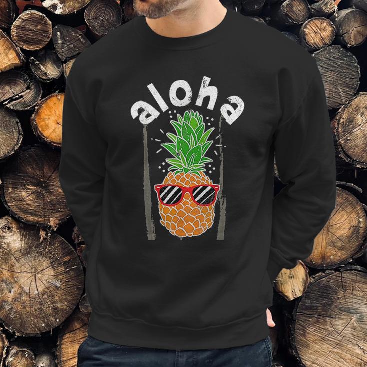 Vintage Pineapple Aloha Sunglasses Hawaiian Sweatshirt Gifts for Him