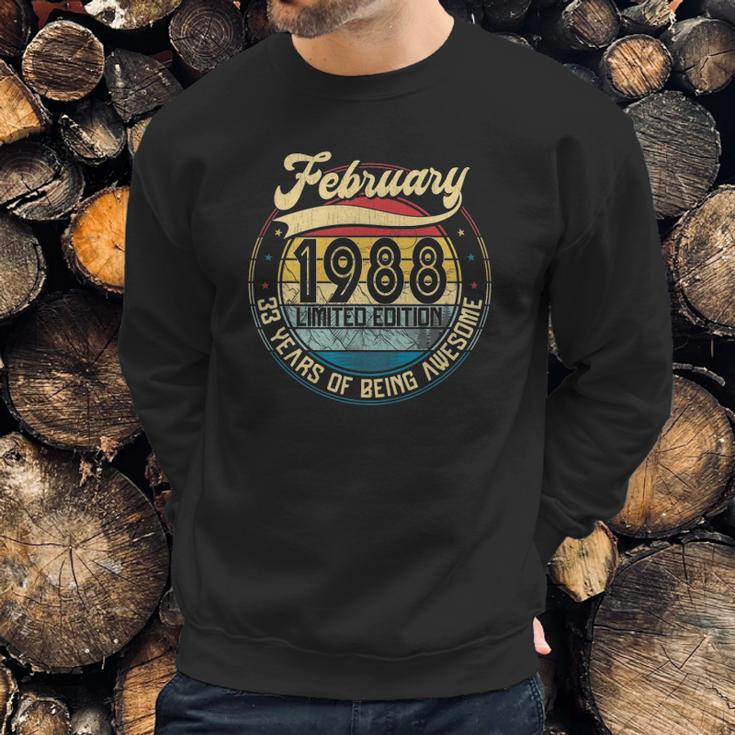 Vintage Retro February 1988 33Rd Birthday Gift 33 Years Old Sweatshirt Gifts for Him