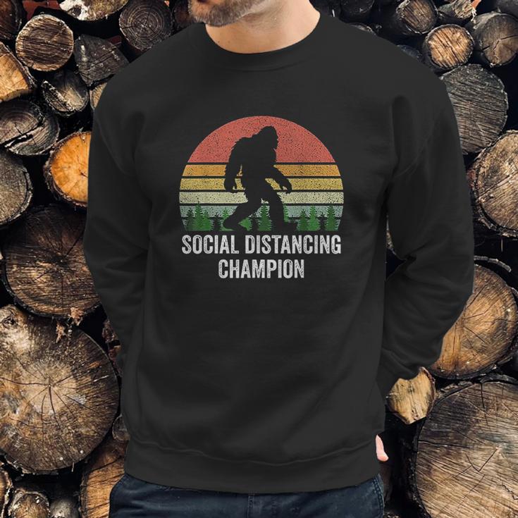 Vintage Retro Social Distancing Champion Funny Bigfoot Sweatshirt Gifts for Him