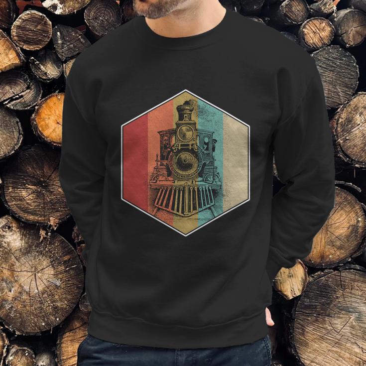 Vintage Retro Train Steam Engine Locomotive Trainspotting Gift Graphic Design Printed Casual Daily Basic Sweatshirt Gifts for Him