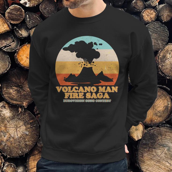 Vintage Volcano Man Fire Saga Eurovision Song Contest Sweatshirt Gifts for Him