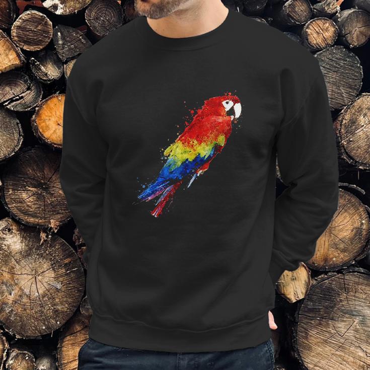 Watercolour Colourful Scarlet Macaw Parrot Bird Painting Sweatshirt Gifts for Him