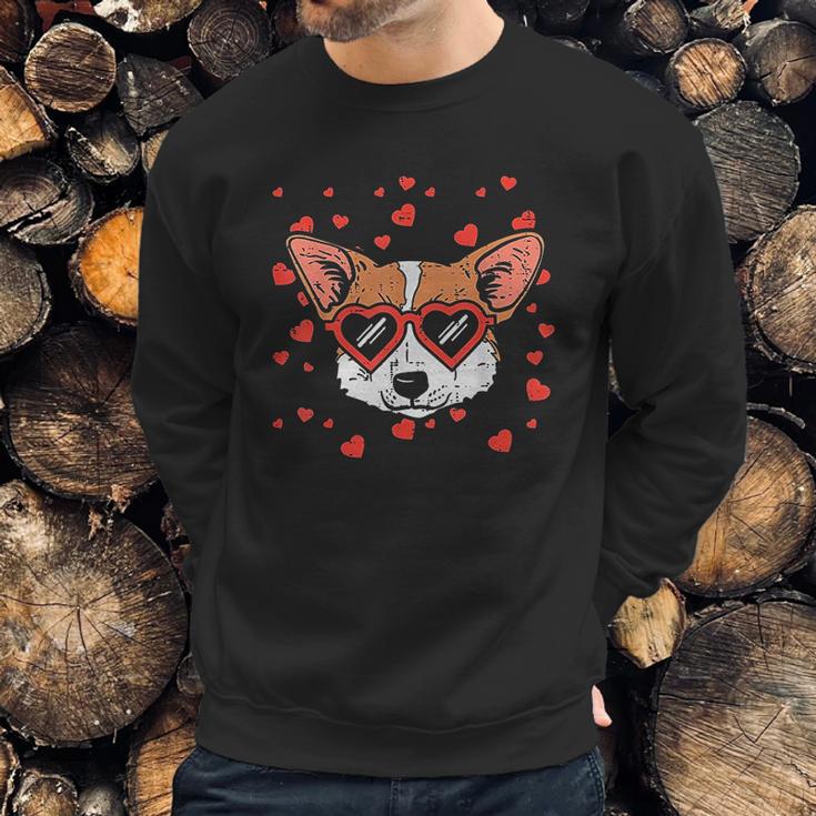 Welsh Corgi Face Heart Glasses Cute Valentines Day Dog Gift Sweatshirt Gifts for Him