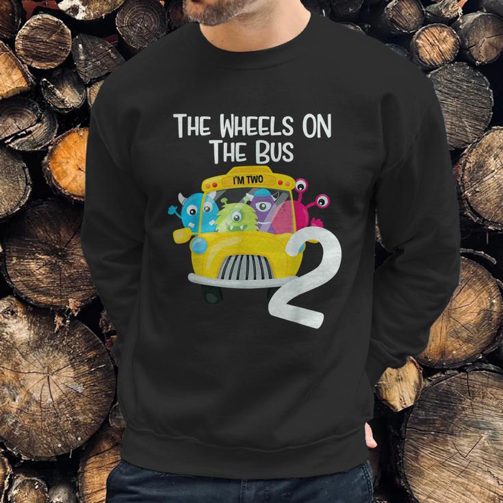 The Wheels On The Bus 2Nd Birthday Party 2 Year Old Toddler Sweatshirt Gifts for Him