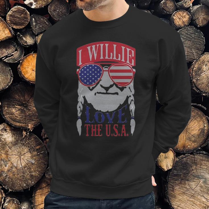 I Willie Love The Usa 4Th Of July Willie Nelson America Usa Independence Day Proud American Sweatshirt Gifts for Him