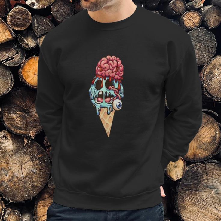 Zombie Ice Cream With The Brain And Eye Popping Out Sweatshirt Gifts for Him