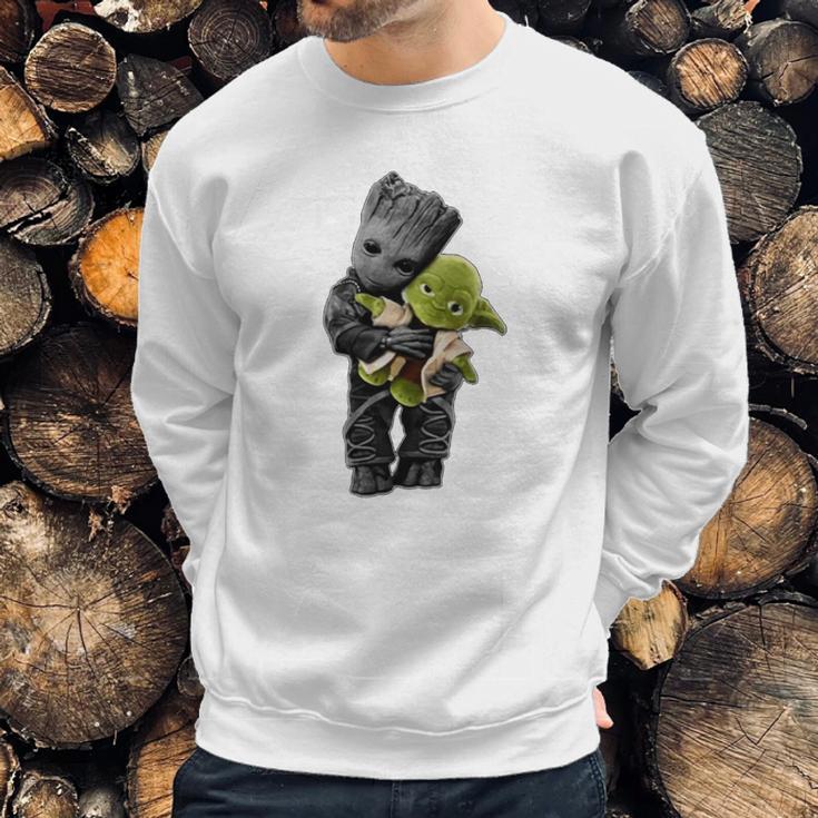 Baby Groot Hugging Baby Yoda Sweatshirt Gifts for Him