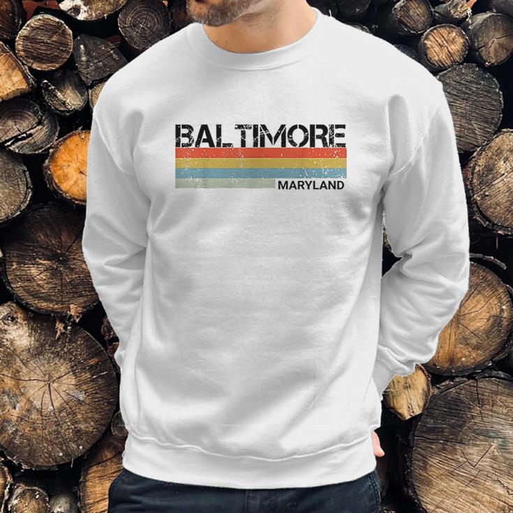 Baltimore Maryland Retro Vintage 80 Stripes Sweatshirt Gifts for Him