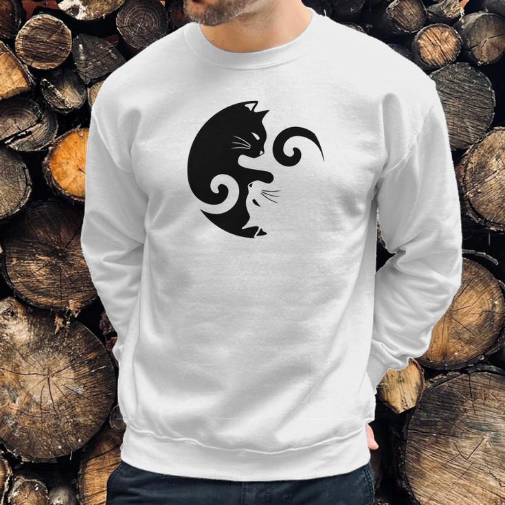 Cats Rule Simple Yin Yang Animal Graphic Sweatshirt Gifts for Him