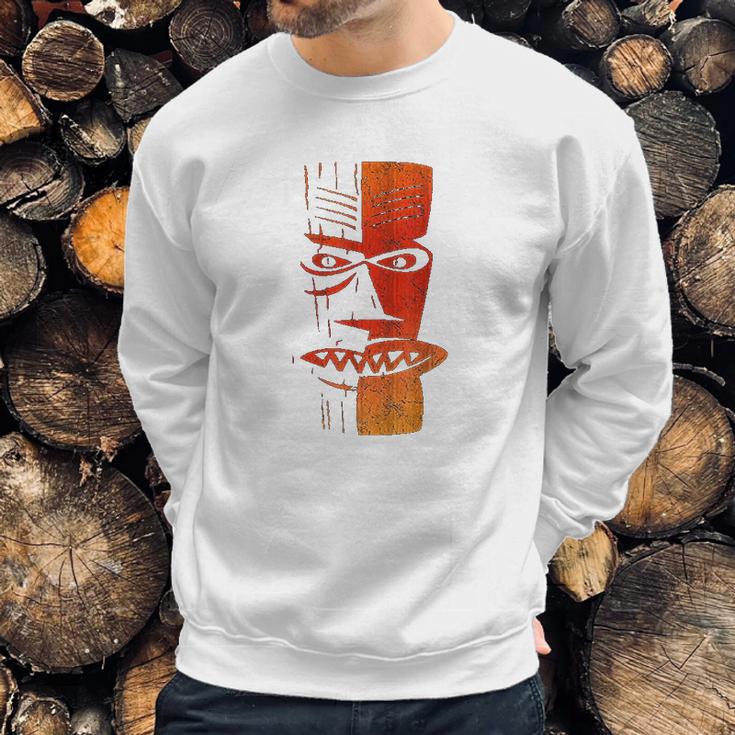 Cool Retro Island Polynesian Tiki Head Sweatshirt Gifts for Him