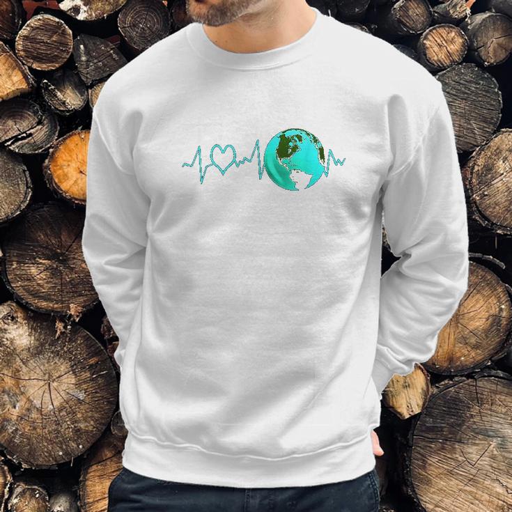 Earth Day Heartbeat Recycling Climate Change Activism Gift Sweatshirt Gifts for Him