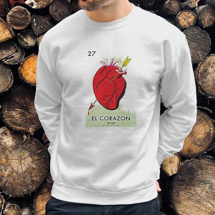 El Corazon Heart Loteria Card Mexican Bingo Sweatshirt Gifts for Him