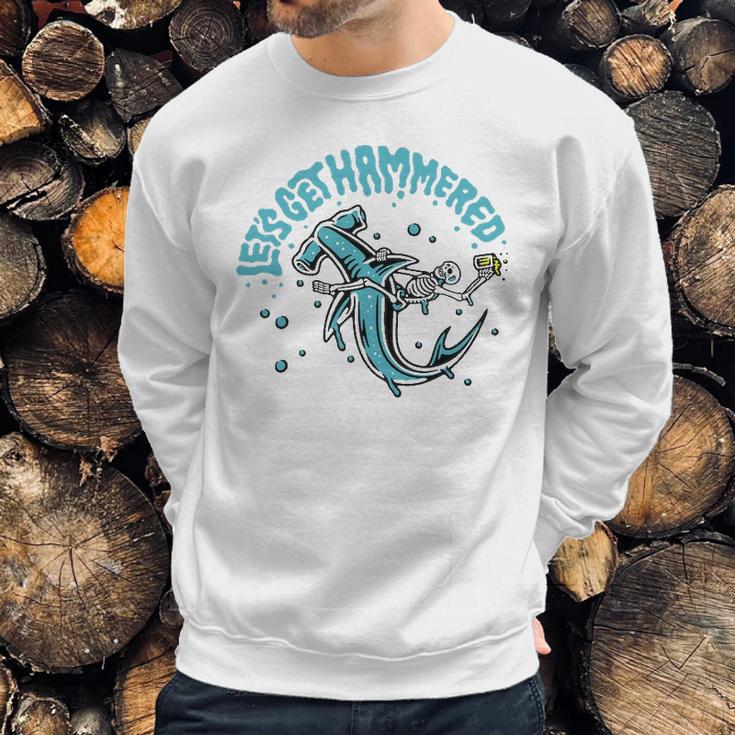 Funny Hammerhead Shark Drinking Pun Lets Get Hammered Party V2 Sweatshirt Gifts for Him