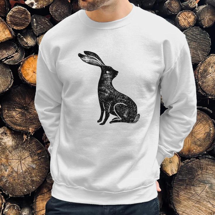 Hare Lino Print Hare Mad March Animal Sweatshirt Gifts for Him