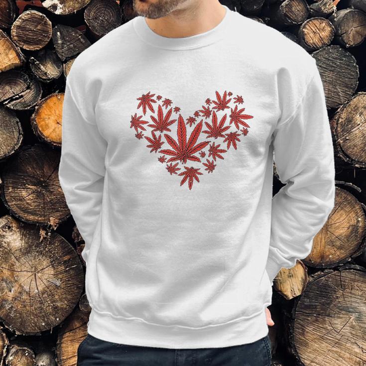 Heart Funny Valentines Day Cannabis 420 Pot Stoner Gift Sweatshirt Gifts for Him