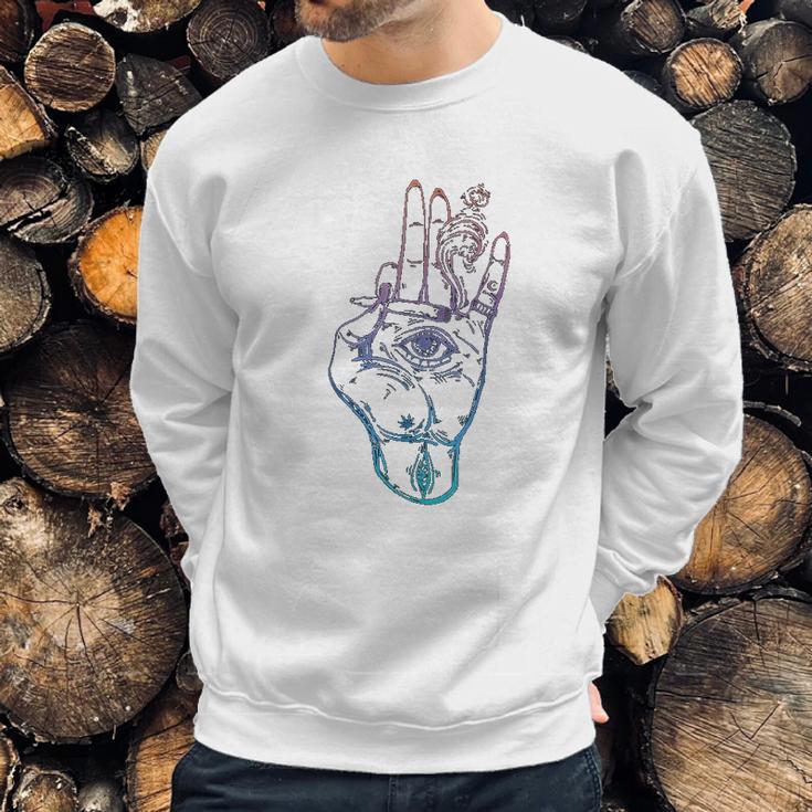 Illuminati Smoking Spliff Hand Stoner 420 Sweatshirt Gifts for Him