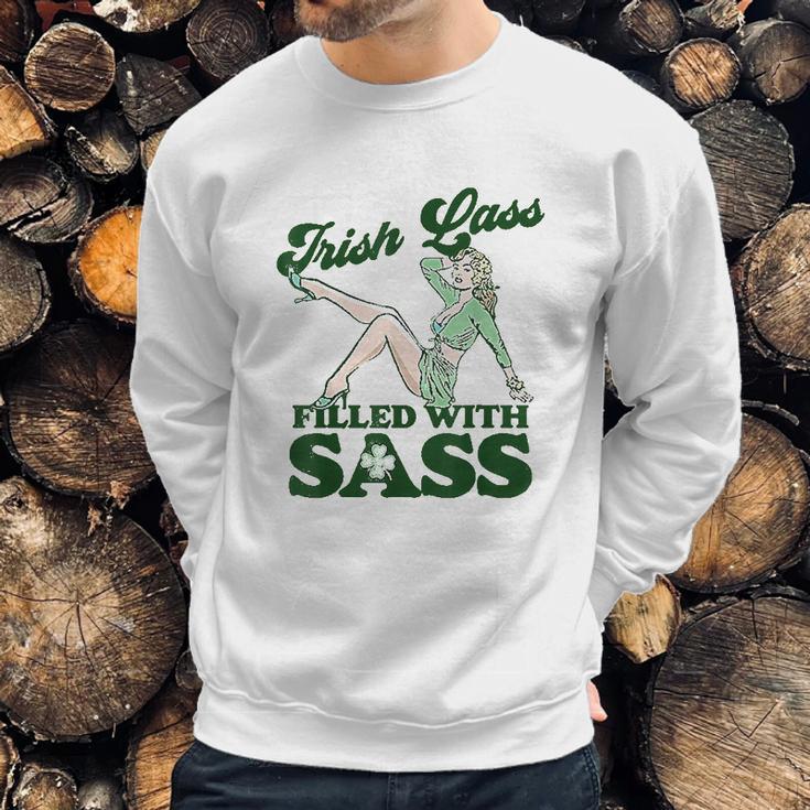 Irish Lass Full Of Sass Funny St Patricks Day Pinup Girl Sweatshirt Gifts for Him