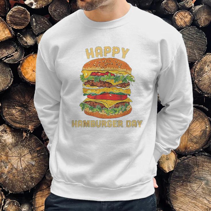 Junk Food Cheeseburger Hamburger Day Burger Fries Sweatshirt Gifts for Him