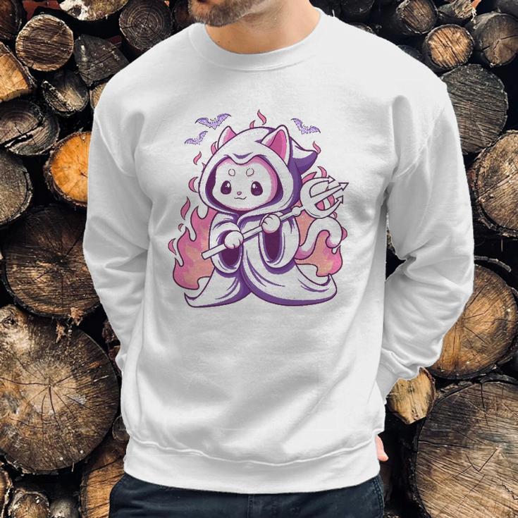 Kawaii Pastel Goth Cute Creepy Grim Reaper Cat Sweatshirt Gifts for Him