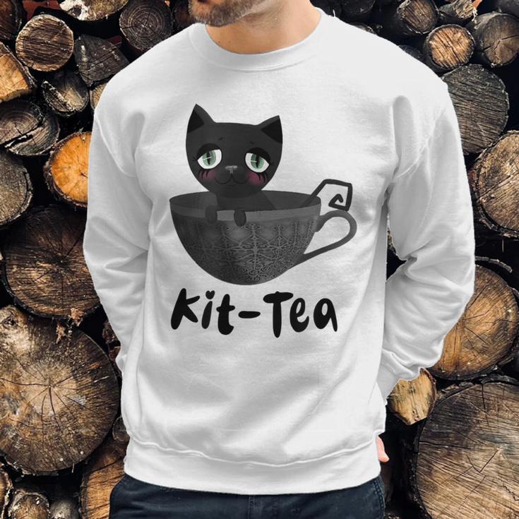 Kit-Tea Cat Lovers Creepy Kawaii Pastel Goth Kitten Teacup Sweatshirt Gifts for Him