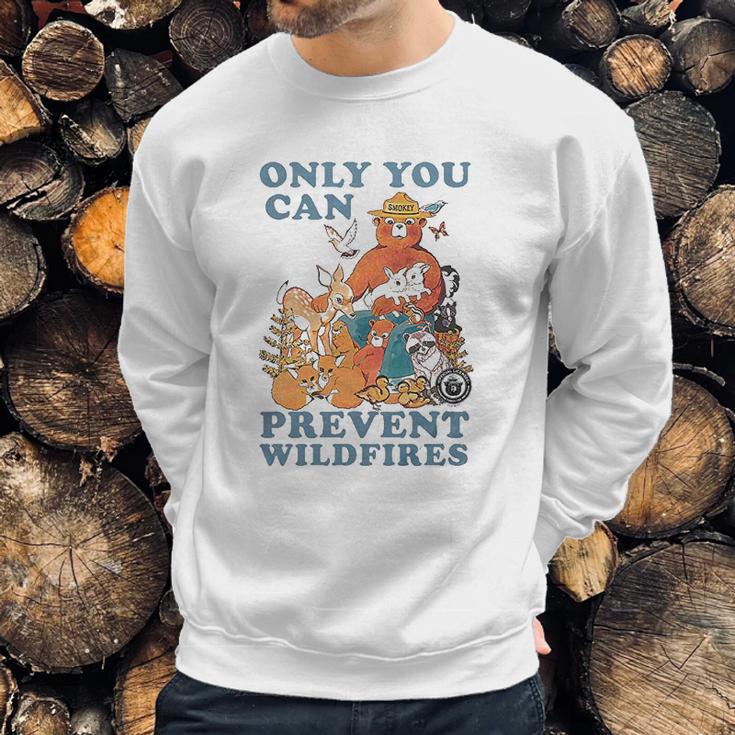 Luv Smokey Bear Only You Can Prevent Wild Fires Ringer Sweatshirt Gifts for Him