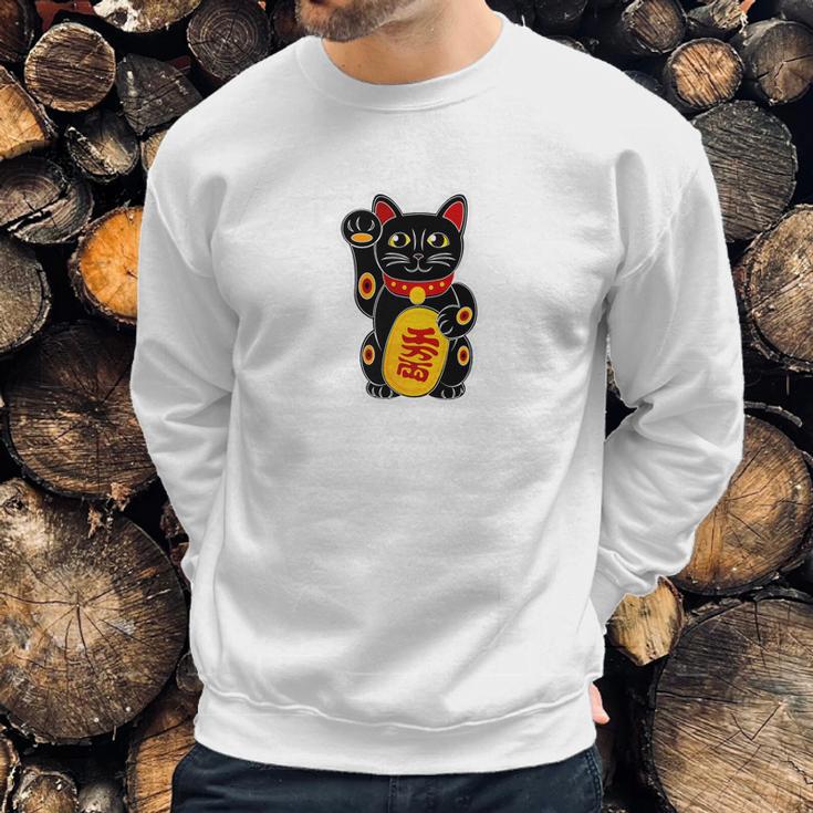 Magic Black Maneki Neko Money Beckoning Lucky Cat Sweatshirt Gifts for Him