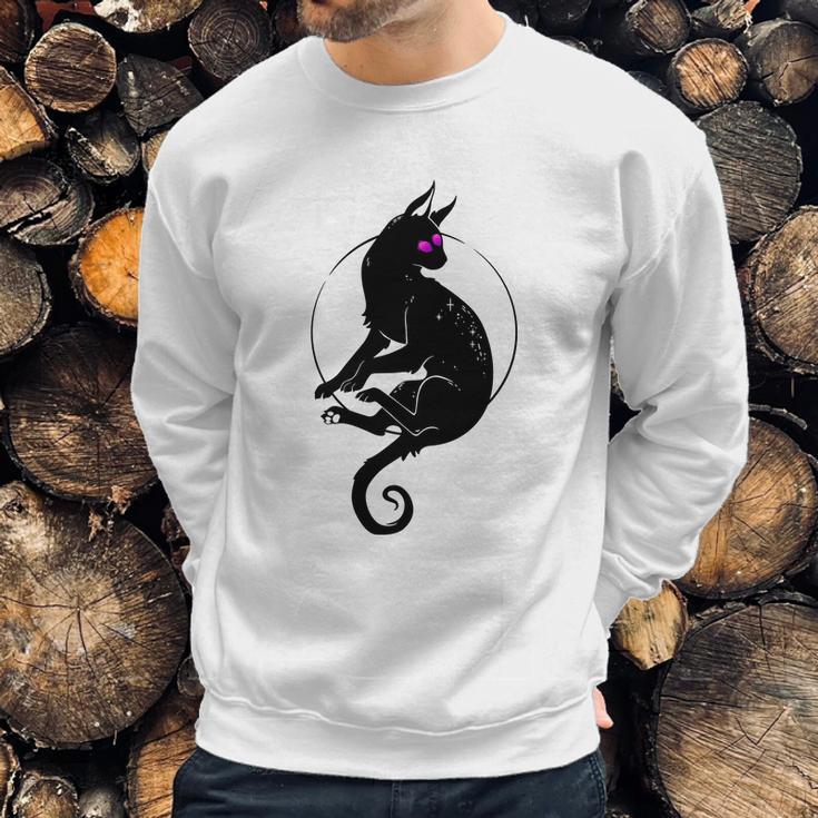 Mystic Black Cat With Third Eye Sweatshirt Gifts for Him