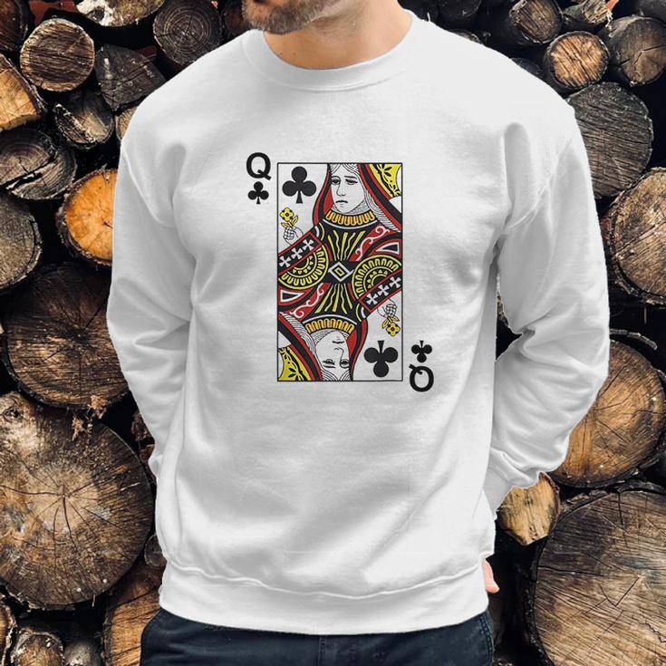 Queen Of Clubs Blackjack Playing Cards Sweatshirt Gifts for Him