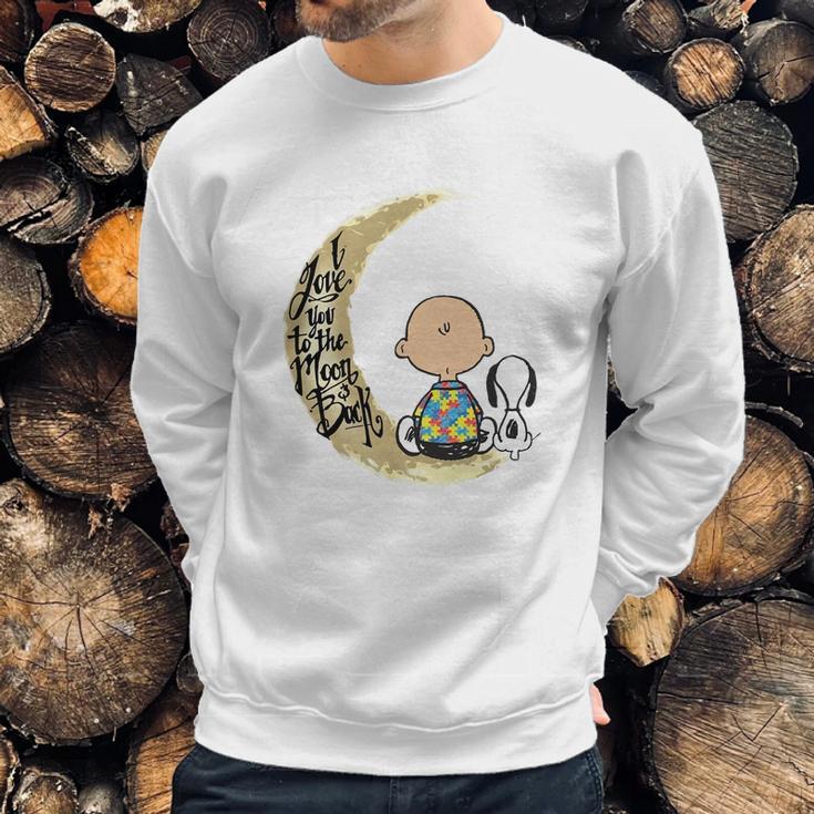 Snoopy Charlie Brown Autism I Love You To The Moon Back Sweatshirt Gifts for Him