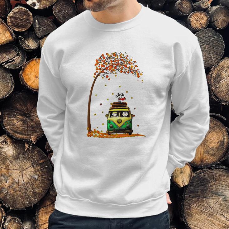 Snoopy With Friends Hippie Car Autumn Leaf Sweatshirt Gifts for Him