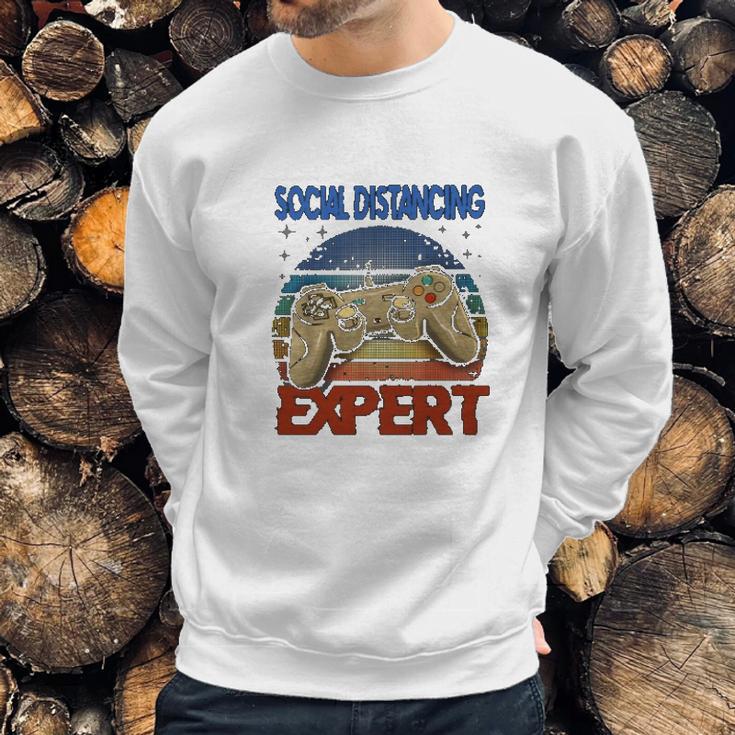 Social Distancing Expert Gamer Vintage Sweatshirt Gifts for Him