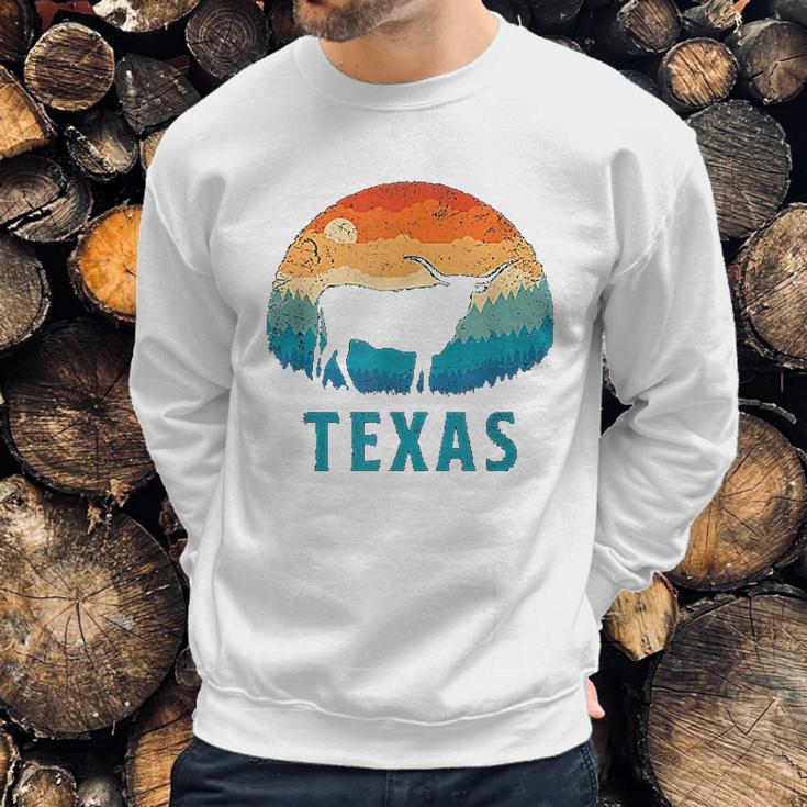 Texas Longhorn Cow Vintage Texan Cattle Herd Retro Lone Star Sweatshirt Gifts for Him