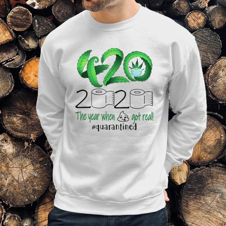 Weed Cannabis 420 Stone 2020 Quarantine Sweatshirt Gifts for Him