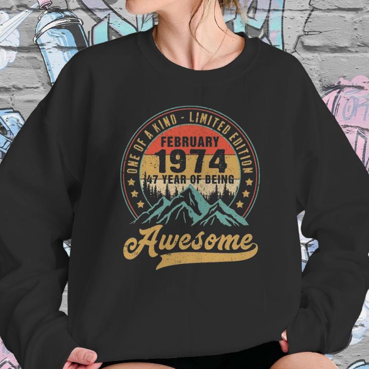 47Th Birthday Gift 47 Years Old Retro Vintage February 1974 Ver2 Sweatshirt Gifts for Her