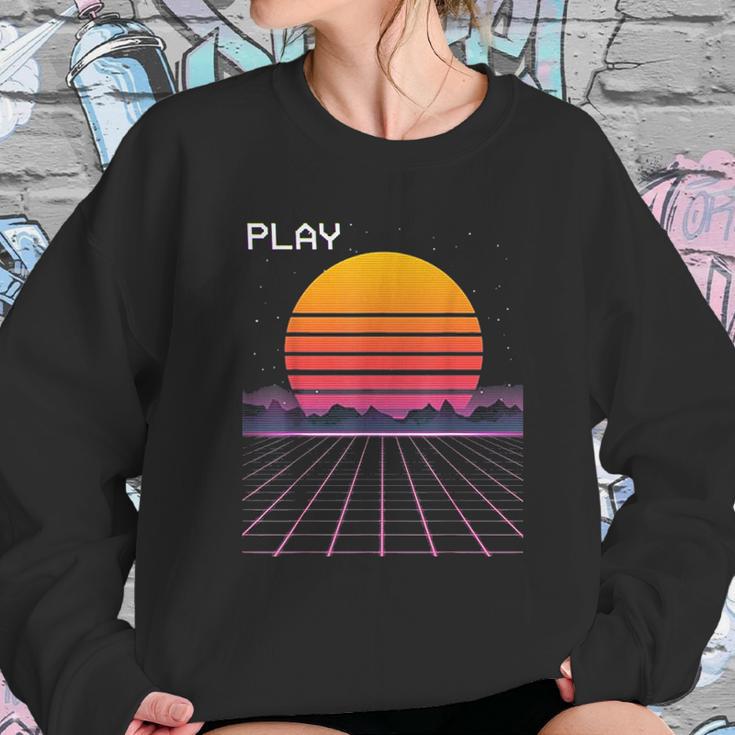 80S Grid Sunset Vaporwave Synthwave Outrun Sweatshirt Gifts for Her