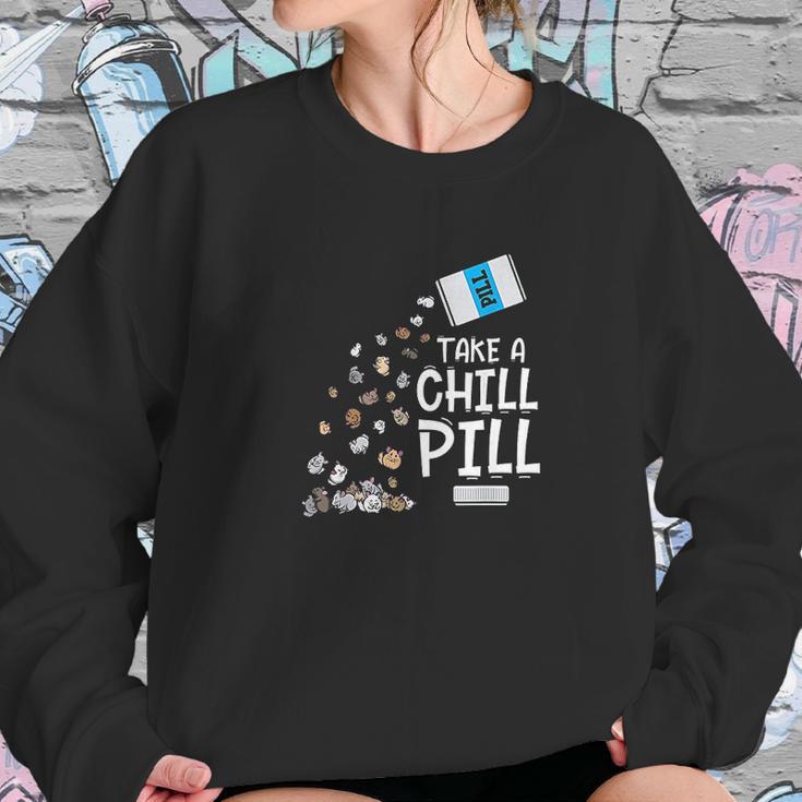 Animal Meme Gift Chill Pill Pun Chinchilla Sweatshirt Gifts for Her