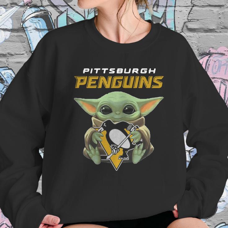 Baby Yoda Hug Pittsburgh Penguins Sweatshirt Gifts for Her