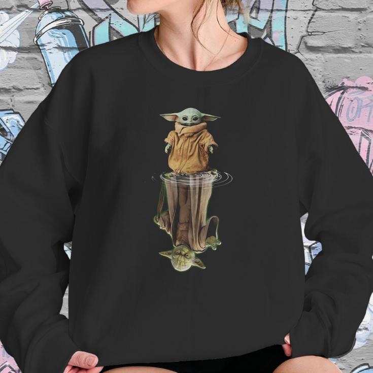 Baby Yoda Water Mirror Reflection Master Yoda Sweatshirt Gifts for Her